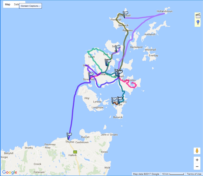 GPS trails around Orkney