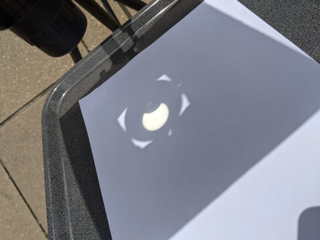 Projecting the partial eclipse onto a screen